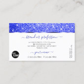 Modern Wit Blauw Glitter Sprankelende Sterren toev Visitekaartje (Achterkant)