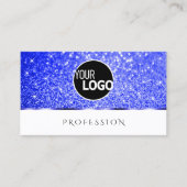 Modern Wit Blauw Glitter Sprankelende Sterren toev Visitekaartje (Voorkant)