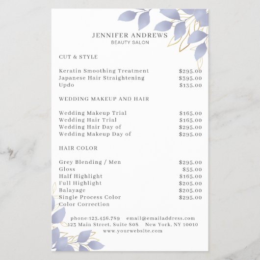Modern Wit Blauwe Bladig Flyer (Voorkant)