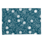 Modern Wit Bloemblad Blauwgroen Blauw Kussensloop (Voorkant-Rechts)