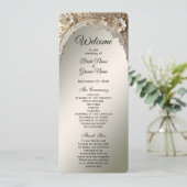 Modern Wit Bloemen Parels Trouwprogramma Programma (Staand voorkant)