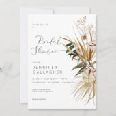 Modern wit Boho gedroogd bloemig Vrijgezellenfeest Kaart (Voorkant)