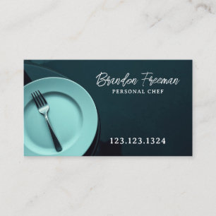 Modern wit Bord vork donkere achtergrond catering Visitekaartje