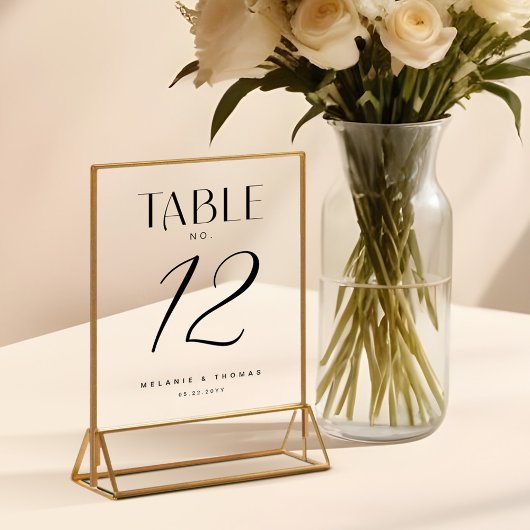 Modern Wit Borstel Script Bruiloft Tafelnummer Acryl Bord