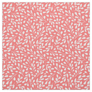 Modern wit botanisch blad patroon koraal roze stof
