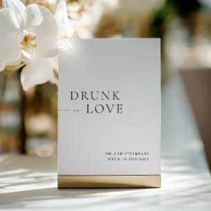 Modern Wit Drink in Liefde Trouwbar Sign Kaart