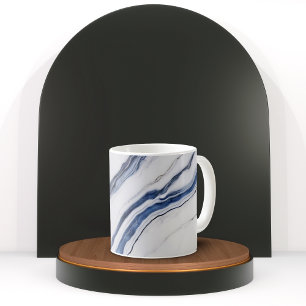 Modern wit en blauw minimalistisch marmer koffiemok