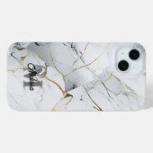 Modern Wit en Goud Marmerd monogram Case-Mate iPhone Case (Achterkant (horizontaal))