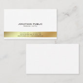 Modern Wit en Goud Professioneel Elegant Plain Visitekaartje (Voorkant / Achterkant)