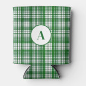 Modern wit en groen geruite patroon blikjeskoeler (Voorkant)