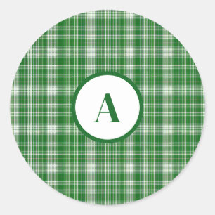 Modern wit en groen geruite ronde sticker