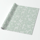 Modern wit en Mint Holly en Pine Cadeaupapier (Uitgerold)