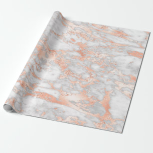 Modern wit en roosgouden marmeren patroon cadeaupapier
