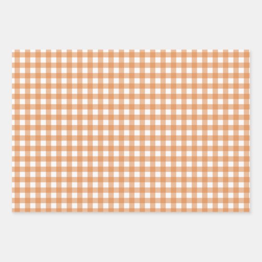 Modern wit en Sinaasappel Gingham Plaid Inpakpapier Vel (Voorkant 2)