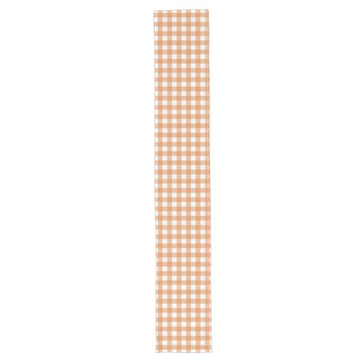 Modern wit en Sinaasappel Gingham Plaid Lange Tafelloper (Voorkant)