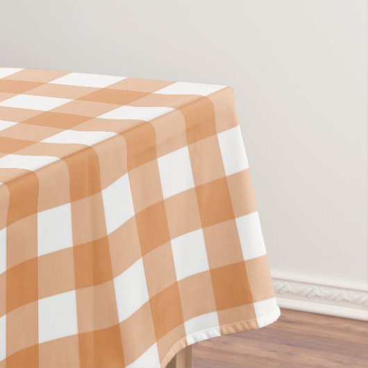 Modern wit en Sinaasappel Gingham Plaid Tafelkleed (Voorbeeld)
