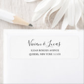 Modern Wit en Zwart Chique Script Retouradres Etiket (Insitu)