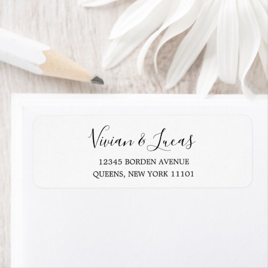 Modern Wit en Zwart Chique Script Retouradres Etiket (Insitu)