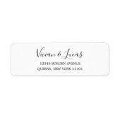 Modern Wit en Zwart Chique Script Retouradres Etiket (Voorkant)