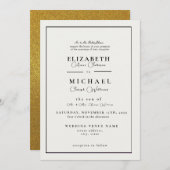 Modern Wit en Zwart Eenvoudige Huwelijksuitnodigin Kaart (Voorkant / Achterkant)