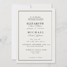 Modern Wit en Zwart Eenvoudige Huwelijksuitnodigin Kaart