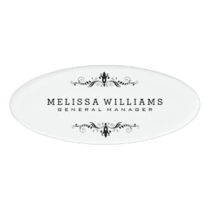 Modern wit en zwart met Lijst voor zwevers Naambadge