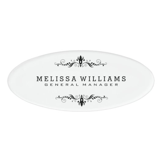 Modern wit en zwart met Lijst voor zwevers Naambadge (Voorkant)