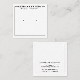 Modern Wit en Zwart Oorbel Display Kaart Vierkante Visitekaartje