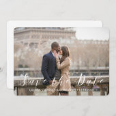 Modern wit en zwart script save the date (Voorkant / Achterkant)