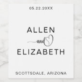 Modern Wit en Zwart Stijlvol Bruiloft Sparkling W Wijn Etiket (Enkel label)