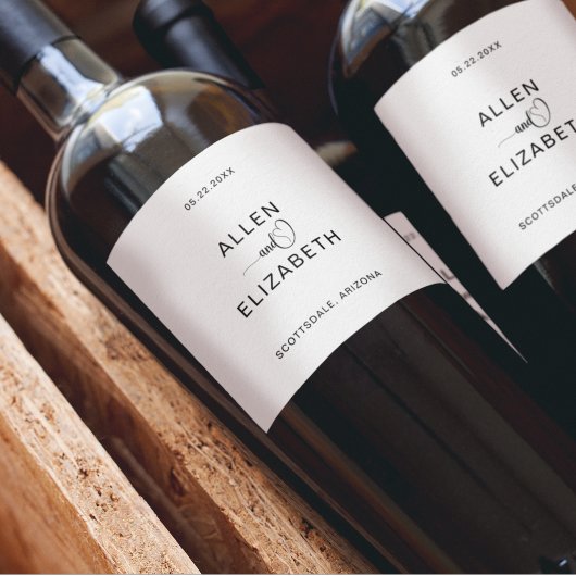 Modern Wit en Zwart Stijlvol Bruiloft Sparkling W Wijn Etiket