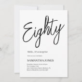 Modern wit en zwart tachtig 80ste verjaardagsfeest kaart (Voorkant)