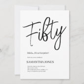 Modern Wit en Zwart Vijftig 50ste Verjaardagsfeest Kaart (Voorkant)
