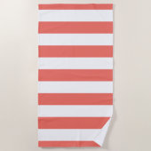 Modern wit gestreept patroon van koraal strandlaken (Voorkant)