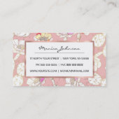 Modern Wit Goud Blush Roze Cactus Bloemen Patroon Visitekaartje (Achterkant)