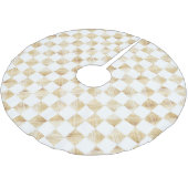 Modern wit goud dambord patroon kerstboom rok (Gekanteld)