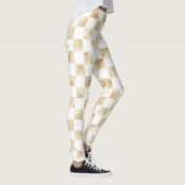 Modern wit goud dambord patroon leggings (Rechts)