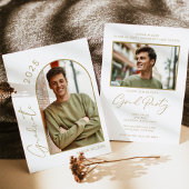 Modern wit goud foto afstuderen partij kaart