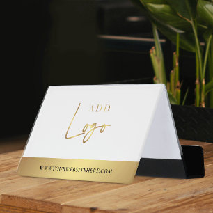 Modern Wit & Goud Logo Eenvoudig Chique Bureau Visitekaartjeshouders