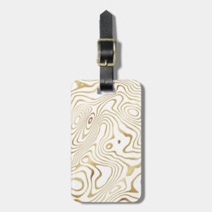 Modern wit goud marmer Abstract Bagagelabel