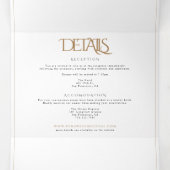 Modern wit goud monogram alles in één bruiloft drieluik uitnodiging (Binnenkant midden)