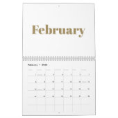 Modern wit goud vet typografie maand 2024 kalender (Feb 2026)