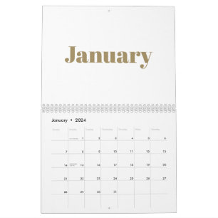 Modern wit goud vet typografie maand 2024 kalender