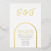 Modern wit gouden classy minimale bruiloft folie uitnodiging (Voorkant)