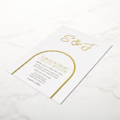 Modern wit gouden classy minimale bruiloft folie uitnodiging (Gedraaid)