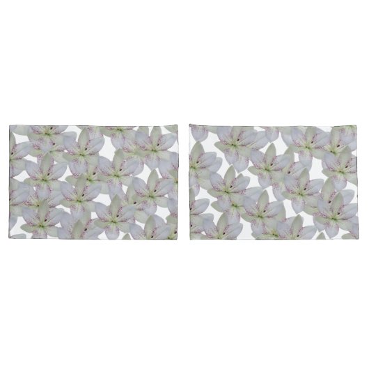 Modern Wit Goudgrijs Lelie Bloem Patroon Kussensloop (Achterkant-Set)