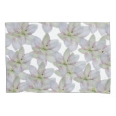 Modern Wit Goudgrijs Lelie Bloem Patroon Kussensloop (Voorkant-Links)