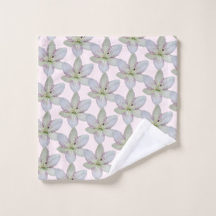 Modern Wit Goudgrijs Lelie Bloem Patroon Washandje
