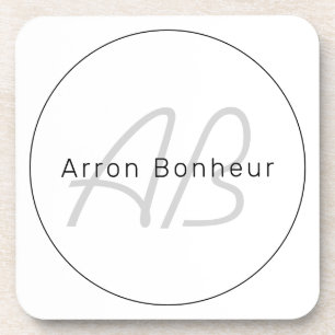 Modern Wit Grijs & Zwart Coole Naam & Monogram Bier Onderzetter