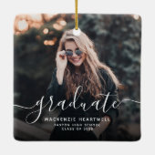 Modern wit handschrift Afstuderen foto Keramisch Ornament (Achterkant)